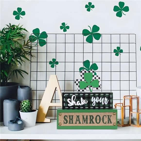 St Patricks Day Decorations 3-Layered Shamrock Wood Block St - Picture 2 of 8